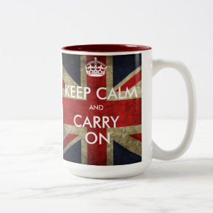 Customise Keep Calm and Carry On Two-Tone Coffee Mug