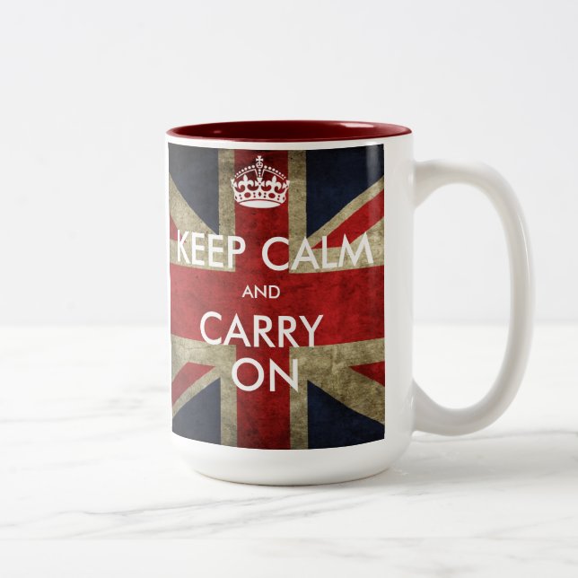 Customise Keep Calm and Carry On Two-Tone Coffee Mug (Right)