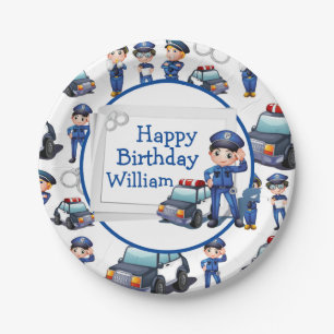 Customise Kids Policemen  Paper Plate