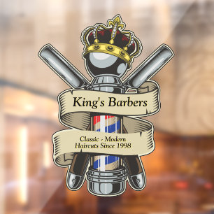 Customise King Royal Crown Barber Shop Window Cling