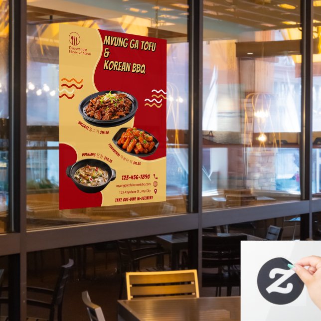 Customise Korean Restaurant Advertisement Front Window Cling (Restaurant Window)