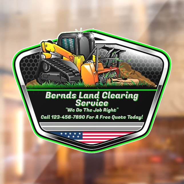 Customise Land Clearing Mulching Service Logo  Window Cling (Sheet 2)