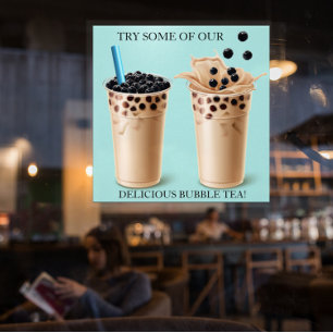 Customise Large Boba Bubble Tea Doughnut Shop Window Cling