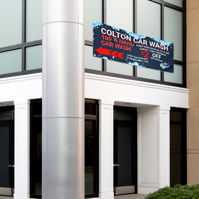 Customise Large Car Wash Business Traffic Visible  Banner (Outside Building)