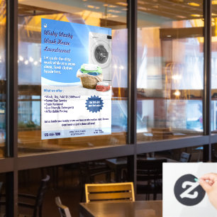 Customise Laundromat Laundry Service Wash and Fold Window Cling