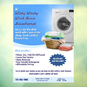 Customise Laundromat Laundry Service Wash and Fold Window Cling