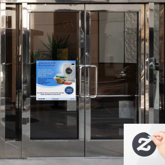 Customise Laundromat Laundry Service Wash and Fold Window Cling (Office Door)