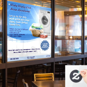 Customise Laundromat Laundry Service Wash and Fold Window Cling