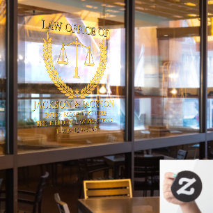 Customise Lawyer Law Office Detailed Front Gold Window Cling