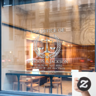 Customise Lawyer Law Office Detailed Front Silver Window Cling