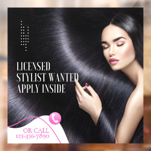Customise Licensed Hair Stylist Wanted Apply Insid Window Cling