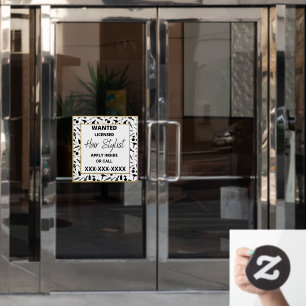Customise Licensed Hair Stylist Wanted Gold Glitte Window Cling