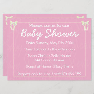 Customise Light pink Baby Girl shower invitation