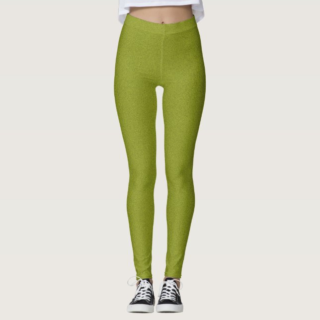 Customise Lime green grain background Leggings (Front)