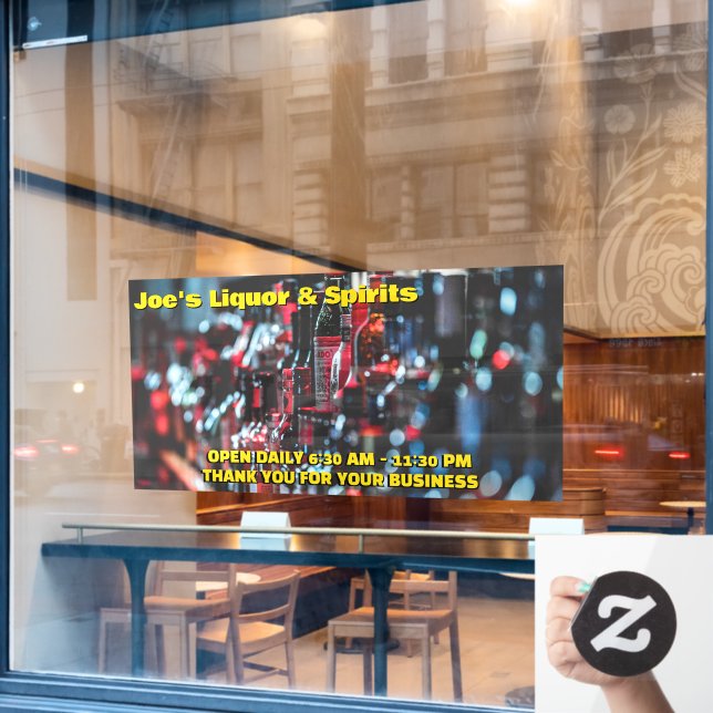 Customise Liquor Store Spirits Wine Front  Window Cling (Cafe Window)