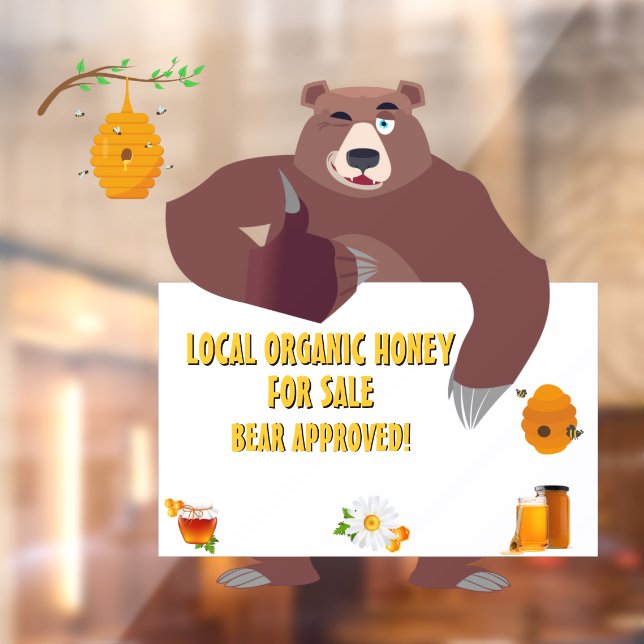 Customise Local Organic Honey Bear Farm Logo  Window Cling (Sheet 2)