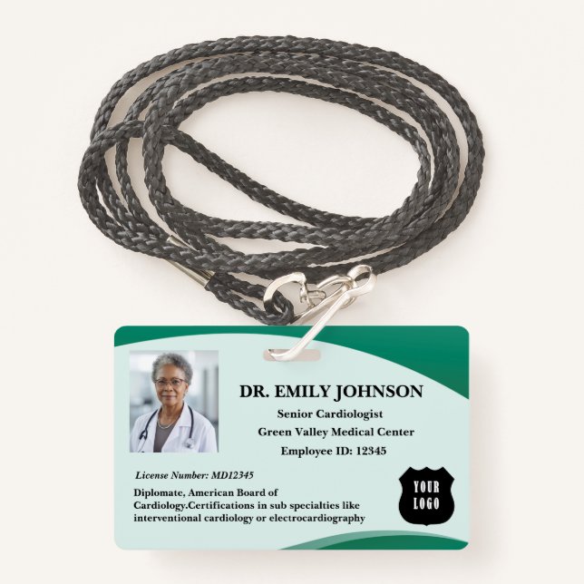  Customise Logo Doctor Surgeon Physician ID Badge (Front with Lanyard)