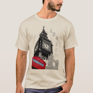 Customise London Big Ben Clock Tower Red Telephone T-Shirt