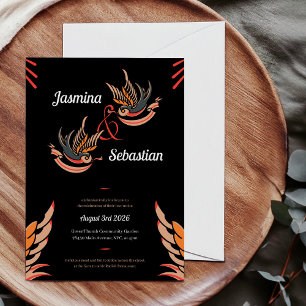 Customise Love Swallows Tattoo Rockabilly Wedding Invitation