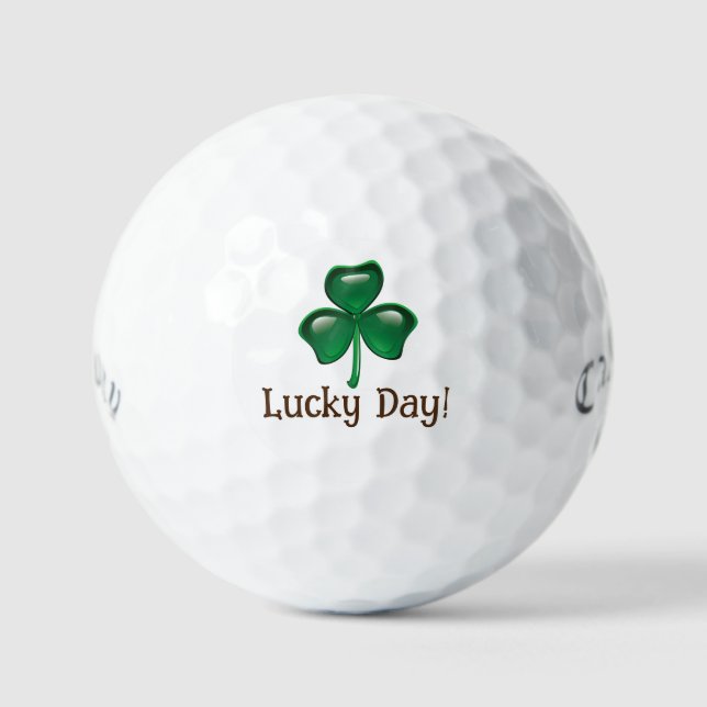 Customise Lucky Day! Shamrock Golf Balls (Front)