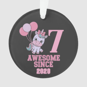 Customise Magical 7 Yrs Old Unicorn Birthday Girl Ornament