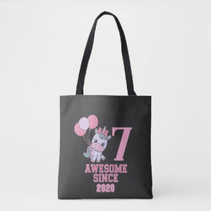 Customise Magical 7 Yrs Old Unicorn Birthday Girl  Tote Bag