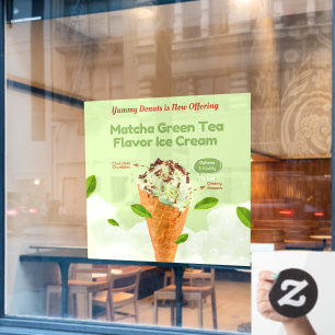 Customise Matcha Green Tea Ice Cream Doughnut Shop Window Cling