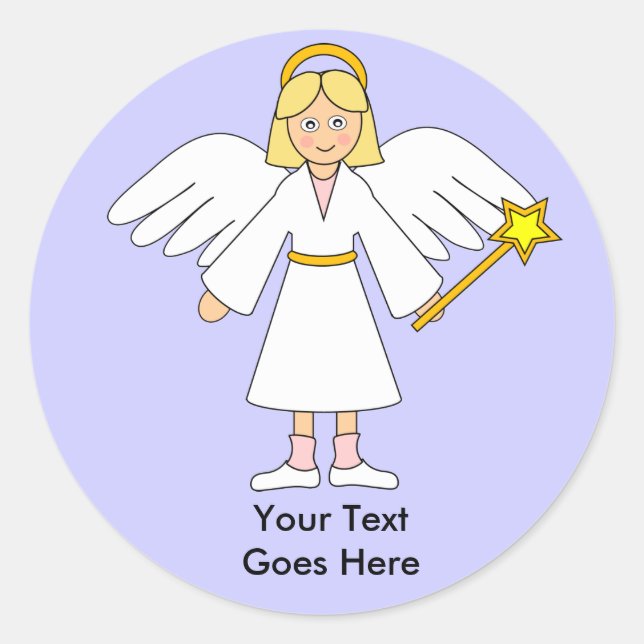 Customise Me -- Children's Nativity Angel Blonde Classic Round Sticker (Front)