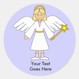 Customise Me -- Children's Nativity Angel Blonde Classic Round Sticker