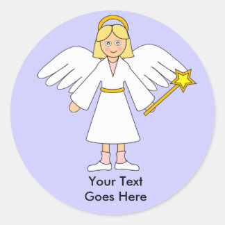 Customise Me -- Children's Nativity Angel Blonde Classic Round Sticker