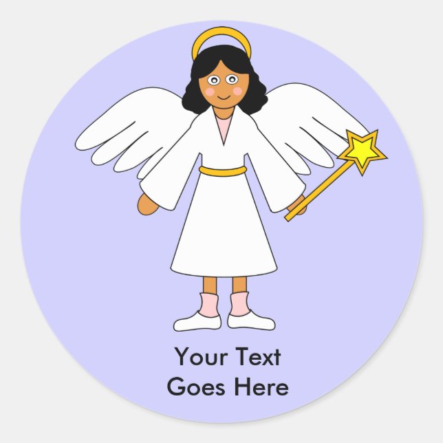 Customise Me -- Children's Nativity Angel -- Dark Classic Round Sticker (Front)