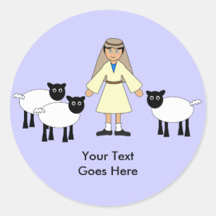 Customise Me -- Children's Nativity Shepherd Boy Classic Round Sticker