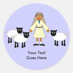 Customise Me -- Children's Nativity Shepherd Boy Classic Round Sticker