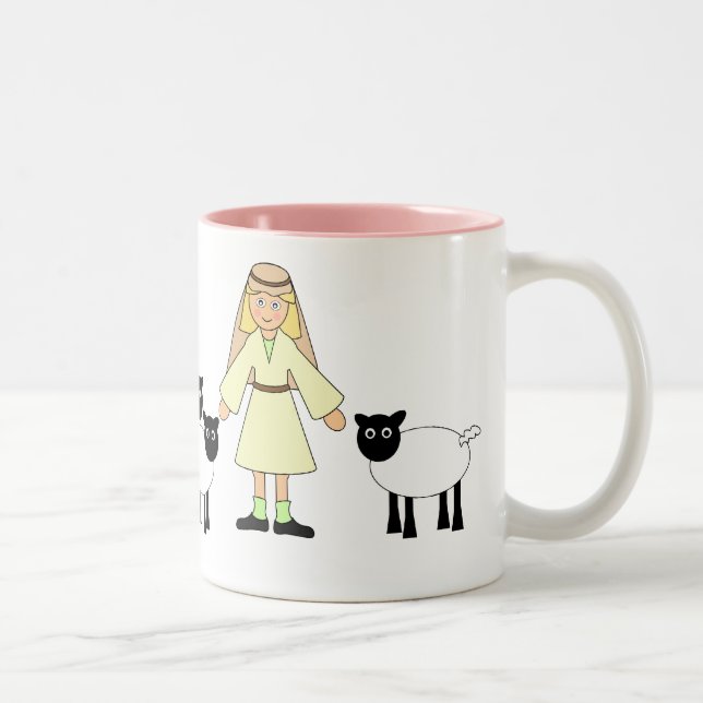 Customise Me -- Children's Nativity Shepherd Girl Two-Tone Coffee Mug (Right)