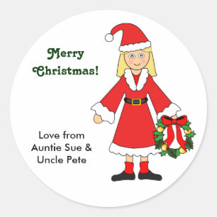 Customise Me -- Cute Christmas Picture (girl) Classic Round Sticker
