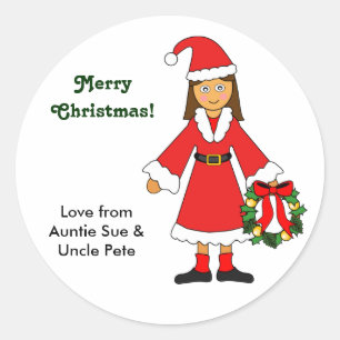 Customise Me -- Cute Christmas Picture (girl) Classic Round Sticker
