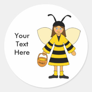 Customise Me -- Girl in Bee costume Classic Round Sticker