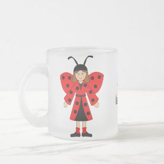 Customise Me -- Girl in Lady Bug costume Frosted Glass Coffee Mug