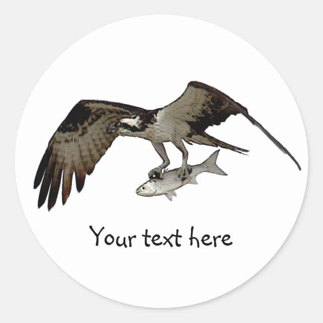 Customise Me! Osprey with Fish Classic Round Sticker (Front)