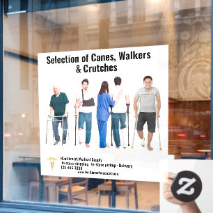 Customise Medical Supply Canes Walkers Crutches Window Cling