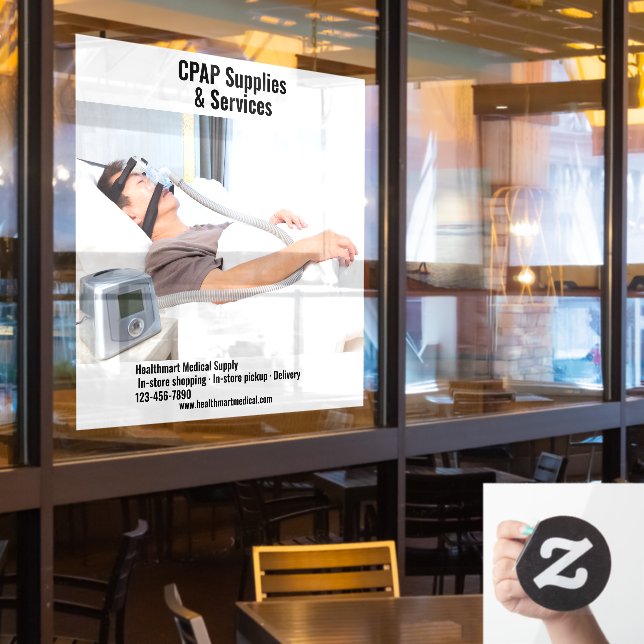 Customise Medical Supply Shop CPAP Supplies  Window Cling (Restaurant Window)