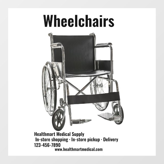 Customise Medical Supply Shop Wheelchair Large  Window Cling (Sheet)