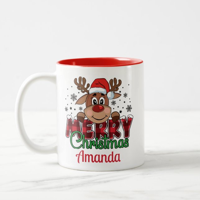Customise Merry Christmas Reindeer Mug (Left)