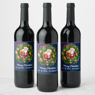 Customise Merry Christmas Santa Wine Label
