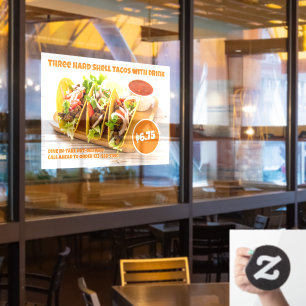 Customise Mexican Food Hard Shell Tacos Drink Huge Window Cling
