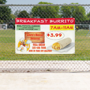 Customise Mexican Restaurant Breakfast Burrit Banner