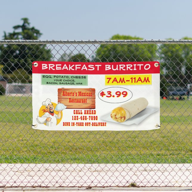 Customise Mexican Restaurant Breakfast Burrito Banner (Insitu)