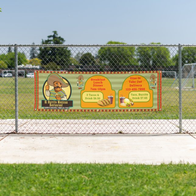 Customise Mexican Restaurant Food Drink Pricing  Banner (Insitu)