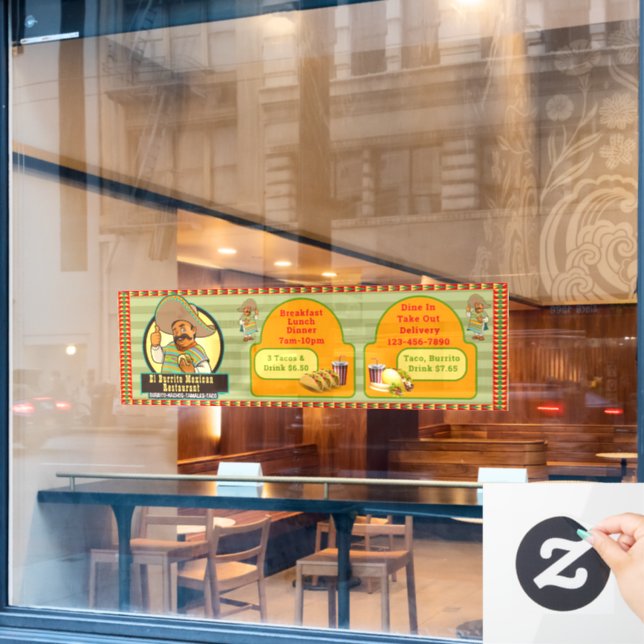 Customise Mexican Restaurant Food Drink Pricing Window Cling (Cafe Window)