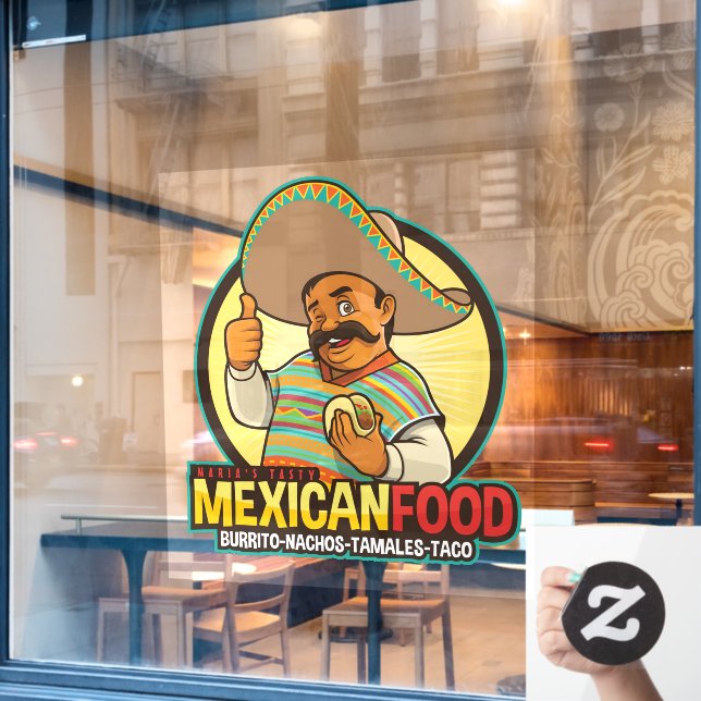 Customise Mexican Restaurant Food Tasty Fresh  Window Cling (Cafe Window)